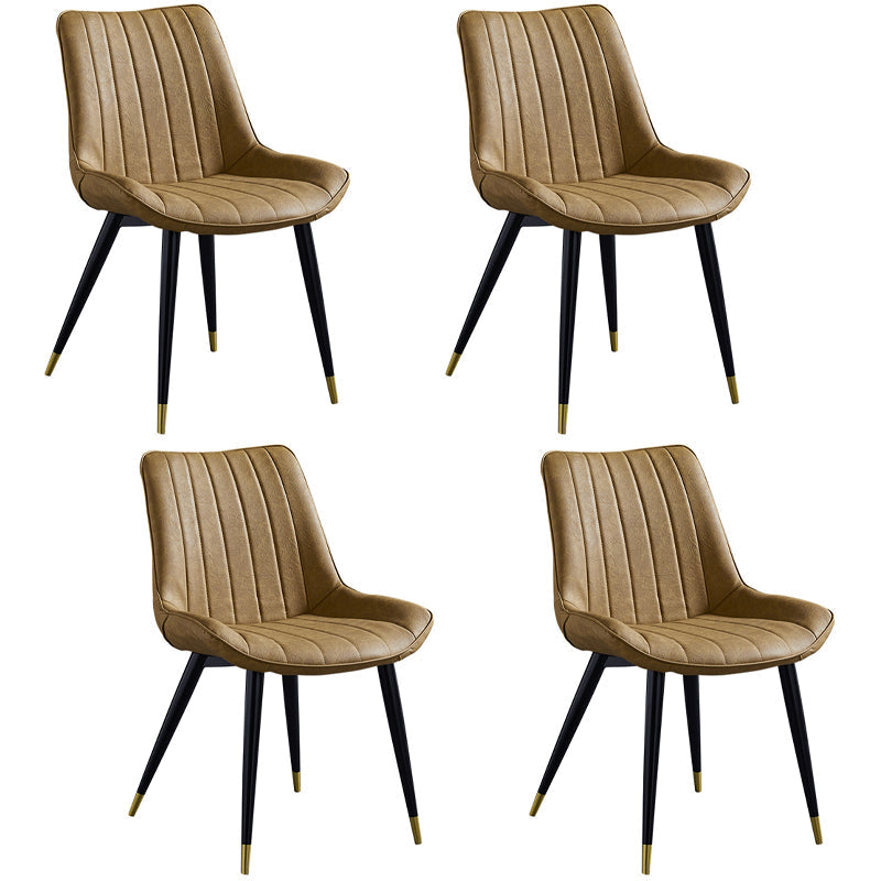 Scandinavian Leather Restaurant Side Chair Matte Finish Parsons Dining Chair Yellow 4 Piece Set Black Gold Clearhalo ' kitchen&dining_furn' 'Dining Chairs' 'Dining Tables & Seating' 'dining_chair' 'furn' 'furn_dining_chair' 'Furniture' 'furniture_dining_chair' 'Kitchen & Dining Furniture' 'kitchen' 4038713