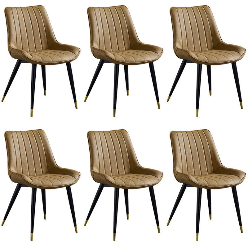 Scandinavian Leather Restaurant Side Chair Matte Finish Parsons Dining Chair Yellow 6 Piece Set Black Gold Clearhalo ' kitchen&dining_furn' 'Dining Chairs' 'Dining Tables & Seating' 'dining_chair' 'furn' 'furn_dining_chair' 'Furniture' 'furniture_dining_chair' 'Kitchen & Dining Furniture' 'kitchen' 4038715