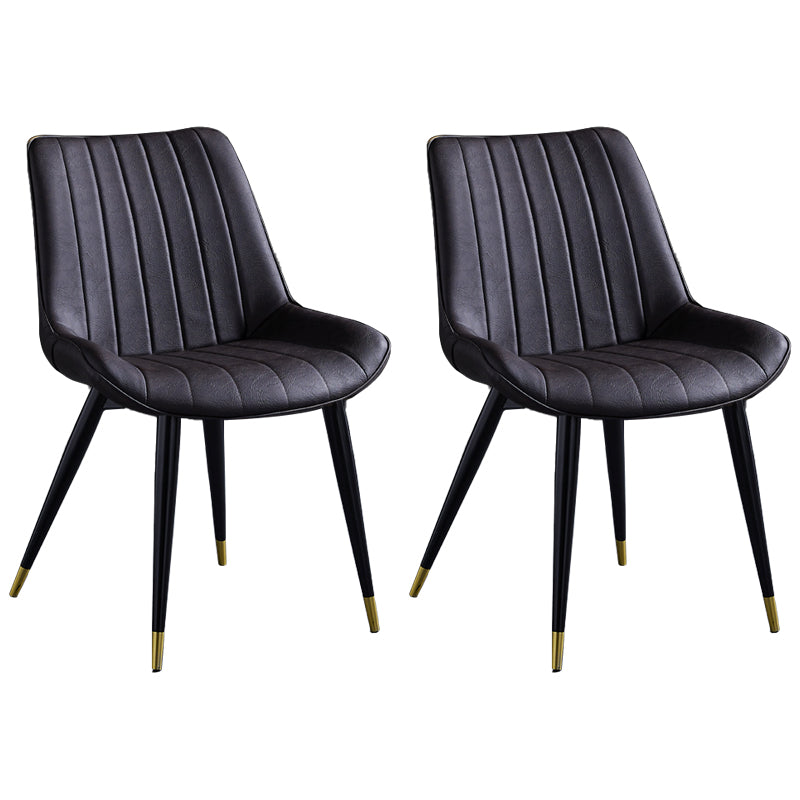Scandinavian Leather Restaurant Side Chair Matte Finish Parsons Dining Chair Brown 2 Piece Set Black Gold Clearhalo ' kitchen&dining_furn' 'Dining Chairs' 'Dining Tables & Seating' 'dining_chair' 'furn' 'furn_dining_chair' 'Furniture' 'furniture_dining_chair' 'Kitchen & Dining Furniture' 'kitchen' 4038729