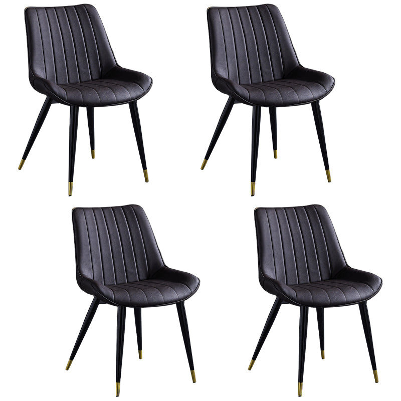 Scandinavian Leather Restaurant Side Chair Matte Finish Parsons Dining Chair Brown 4 Piece Set Black Gold Clearhalo ' kitchen&dining_furn' 'Dining Chairs' 'Dining Tables & Seating' 'dining_chair' 'furn' 'furn_dining_chair' 'Furniture' 'furniture_dining_chair' 'Kitchen & Dining Furniture' 'kitchen' 4038730
