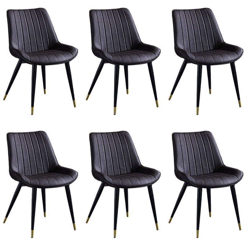 Scandinavian Leather Restaurant Side Chair Matte Finish Parsons Dining Chair Brown 6 Piece Set Black Gold Clearhalo ' kitchen&dining_furn' 'Dining Chairs' 'Dining Tables & Seating' 'dining_chair' 'furn' 'furn_dining_chair' 'Furniture' 'furniture_dining_chair' 'Kitchen & Dining Furniture' 'kitchen' 4038732