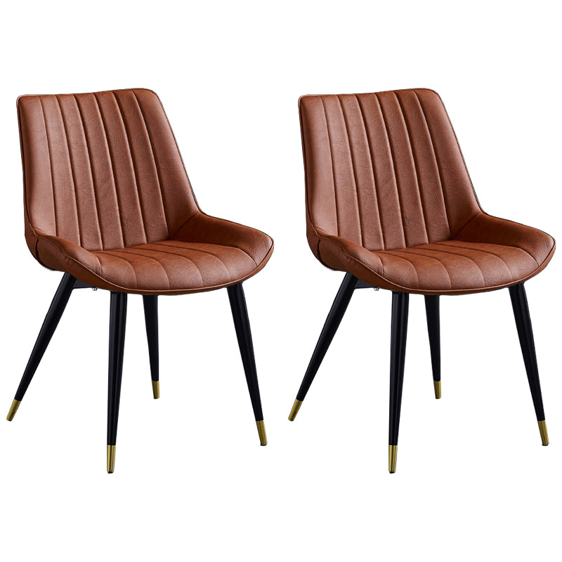 Scandinavian Leather Restaurant Side Chair Matte Finish Parsons Dining Chair Orange 2 Piece Set Black Gold Clearhalo ' kitchen&dining_furn' 'Dining Chairs' 'Dining Tables & Seating' 'dining_chair' 'furn' 'furn_dining_chair' 'Furniture' 'furniture_dining_chair' 'Kitchen & Dining Furniture' 'kitchen' 4038740