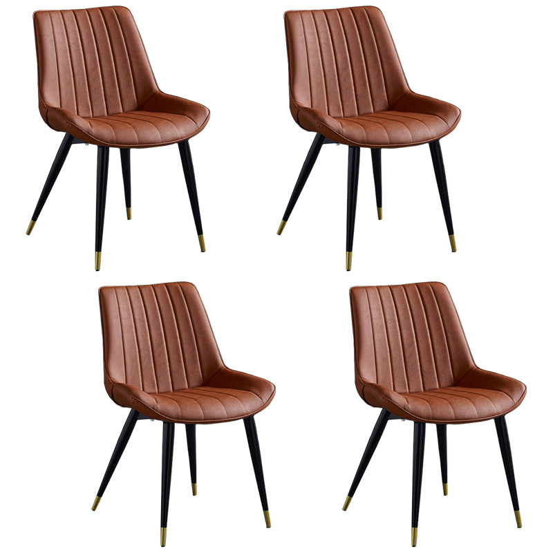 Scandinavian Leather Restaurant Side Chair Matte Finish Parsons Dining Chair Orange 4 Piece Set Black Gold Clearhalo ' kitchen&dining_furn' 'Dining Chairs' 'Dining Tables & Seating' 'dining_chair' 'furn' 'furn_dining_chair' 'Furniture' 'furniture_dining_chair' 'Kitchen & Dining Furniture' 'kitchen' 4038741