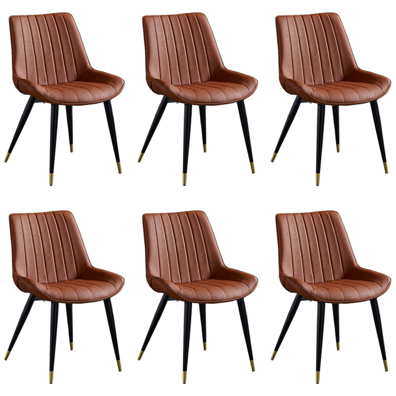 Scandinavian Leather Restaurant Side Chair Matte Finish Parsons Dining Chair Orange 6 Piece Set Black Gold Clearhalo ' kitchen&dining_furn' 'Dining Chairs' 'Dining Tables & Seating' 'dining_chair' 'furn' 'furn_dining_chair' 'Furniture' 'furniture_dining_chair' 'Kitchen & Dining Furniture' 'kitchen' 4038742