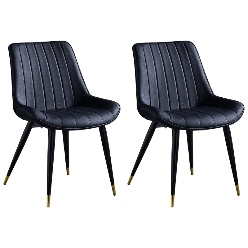 Scandinavian Leather Restaurant Side Chair Matte Finish Parsons Dining Chair Black 2 Piece Set Black Gold Clearhalo ' kitchen&dining_furn' 'Dining Chairs' 'Dining Tables & Seating' 'dining_chair' 'furn' 'furn_dining_chair' 'Furniture' 'furniture_dining_chair' 'Kitchen & Dining Furniture' 'kitchen' 4038743