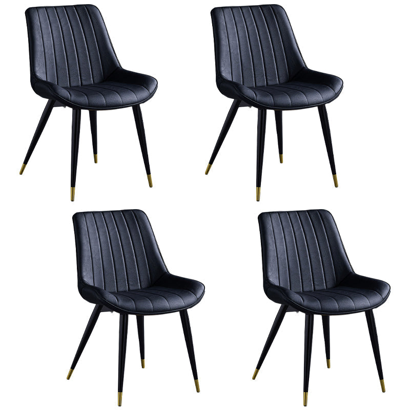 Scandinavian Leather Restaurant Side Chair Matte Finish Parsons Dining Chair Black 4 Piece Set Black Gold Clearhalo ' kitchen&dining_furn' 'Dining Chairs' 'Dining Tables & Seating' 'dining_chair' 'furn' 'furn_dining_chair' 'Furniture' 'furniture_dining_chair' 'Kitchen & Dining Furniture' 'kitchen' 4038744