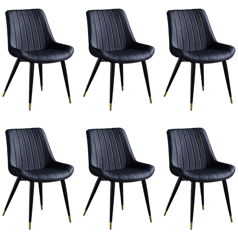 Scandinavian Leather Restaurant Side Chair Matte Finish Parsons Dining Chair Black 6 Piece Set Black Gold Clearhalo ' kitchen&dining_furn' 'Dining Chairs' 'Dining Tables & Seating' 'dining_chair' 'furn' 'furn_dining_chair' 'Furniture' 'furniture_dining_chair' 'Kitchen & Dining Furniture' 'kitchen' 4038745