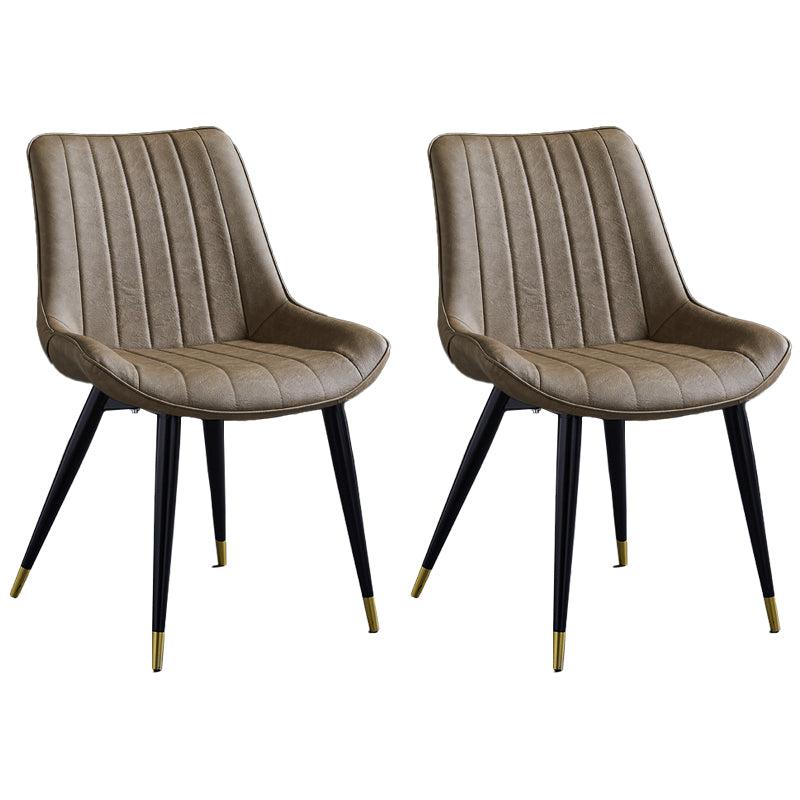 Scandinavian Leather Restaurant Side Chair Matte Finish Parsons Dining Chair Camel 2 Piece Set Black Gold Clearhalo ' kitchen&dining_furn' 'Dining Chairs' 'Dining Tables & Seating' 'dining_chair' 'furn' 'furn_dining_chair' 'Furniture' 'furniture_dining_chair' 'Kitchen & Dining Furniture' 'kitchen' 4038746