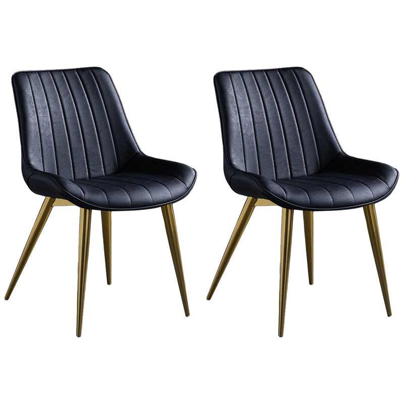 Scandinavian Leather Restaurant Side Chair Matte Finish Parsons Dining Chair Black 2 Piece Set Brass Gold Clearhalo ' kitchen&dining_furn' 'Dining Chairs' 'Dining Tables & Seating' 'dining_chair' 'furn' 'furn_dining_chair' 'Furniture' 'furniture_dining_chair' 'Kitchen & Dining Furniture' 'kitchen' 4038749