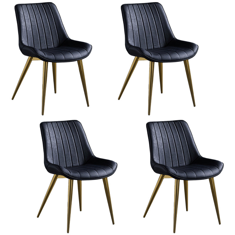 Scandinavian Leather Restaurant Side Chair Matte Finish Parsons Dining Chair Black 4 Piece Set Brass Gold Clearhalo ' kitchen&dining_furn' 'Dining Chairs' 'Dining Tables & Seating' 'dining_chair' 'furn' 'furn_dining_chair' 'Furniture' 'furniture_dining_chair' 'Kitchen & Dining Furniture' 'kitchen' 4038750