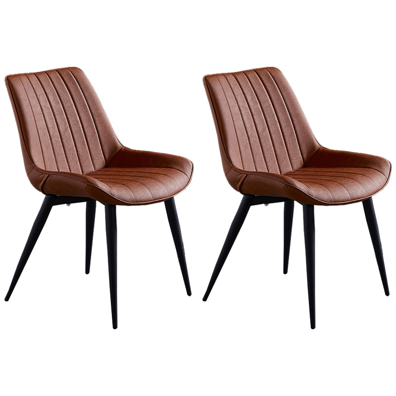 Scandinavian Leather Restaurant Side Chair Matte Finish Parsons Dining Chair Orange 2 Piece Set Black Clearhalo ' kitchen&dining_furn' 'Dining Chairs' 'Dining Tables & Seating' 'dining_chair' 'furn' 'furn_dining_chair' 'Furniture' 'furniture_dining_chair' 'Kitchen & Dining Furniture' 'kitchen' 4038755