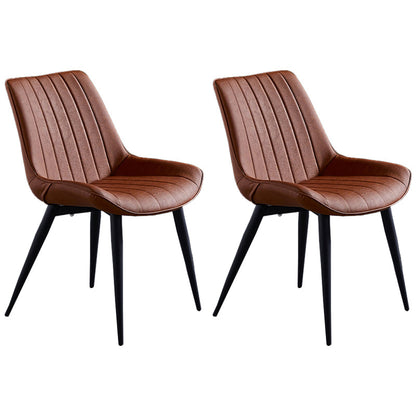 Scandinavian Leather Restaurant Side Chair Matte Finish Parsons Dining Chair Orange 2 Piece Set Black Clearhalo ' kitchen&dining_furn' 'Dining Chairs' 'Dining Tables & Seating' 'dining_chair' 'furn' 'furn_dining_chair' 'Furniture' 'furniture_dining_chair' 'Kitchen & Dining Furniture' 'kitchen' 4038755