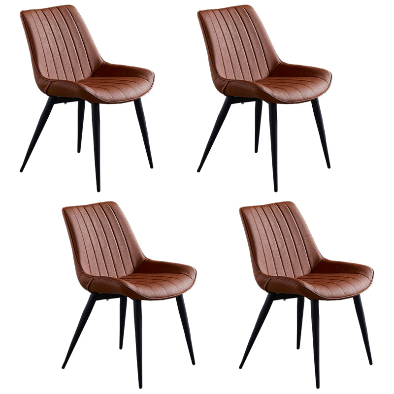 Scandinavian Leather Restaurant Side Chair Matte Finish Parsons Dining Chair Orange 4 Piece Set Black Clearhalo ' kitchen&dining_furn' 'Dining Chairs' 'Dining Tables & Seating' 'dining_chair' 'furn' 'furn_dining_chair' 'Furniture' 'furniture_dining_chair' 'Kitchen & Dining Furniture' 'kitchen' 4038756