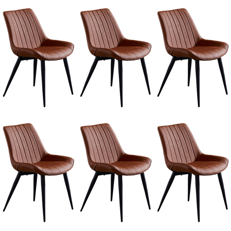 Scandinavian Leather Restaurant Side Chair Matte Finish Parsons Dining Chair Orange 6 Piece Set Black Clearhalo ' kitchen&dining_furn' 'Dining Chairs' 'Dining Tables & Seating' 'dining_chair' 'furn' 'furn_dining_chair' 'Furniture' 'furniture_dining_chair' 'Kitchen & Dining Furniture' 'kitchen' 4038757