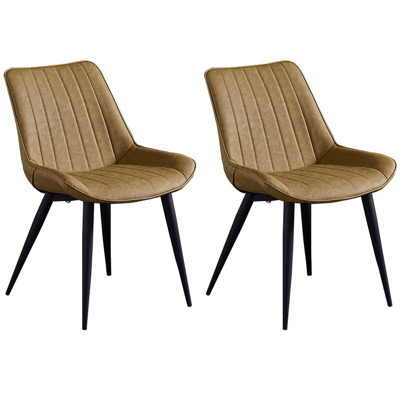 Scandinavian Leather Restaurant Side Chair Matte Finish Parsons Dining Chair Yellow 2 Piece Set Black Clearhalo ' kitchen&dining_furn' 'Dining Chairs' 'Dining Tables & Seating' 'dining_chair' 'furn' 'furn_dining_chair' 'Furniture' 'furniture_dining_chair' 'Kitchen & Dining Furniture' 'kitchen' 4038761