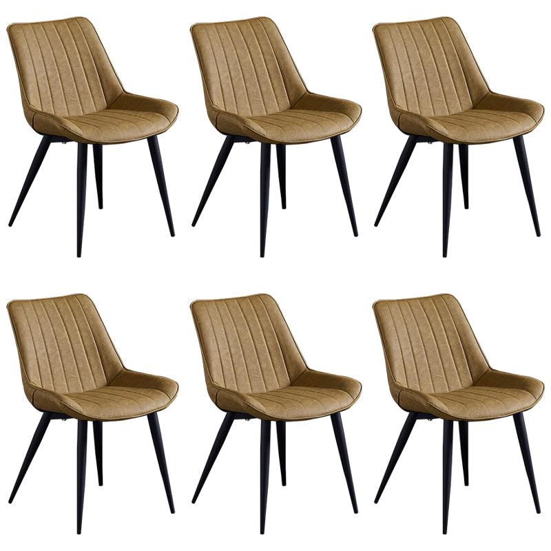 Scandinavian Leather Restaurant Side Chair Matte Finish Parsons Dining Chair Yellow 6 Piece Set Black Clearhalo ' kitchen&dining_furn' 'Dining Chairs' 'Dining Tables & Seating' 'dining_chair' 'furn' 'furn_dining_chair' 'Furniture' 'furniture_dining_chair' 'Kitchen & Dining Furniture' 'kitchen' 4038763