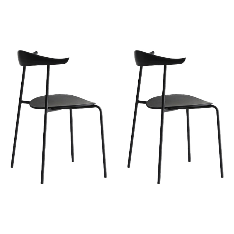 Minimalist Style Open Back Dining Side Chair Armless Dining Side Chair for Home (Set of 2) Textured Black Clearhalo ' kitchen&dining_furn' 'Dining Chairs' 'Dining Tables & Seating' 'dining_chair' 'furn' 'furn_dining_chair' 'Furniture' 'furniture_dining_chair' 'Kitchen & Dining Furniture' 'kitchen' 4038776