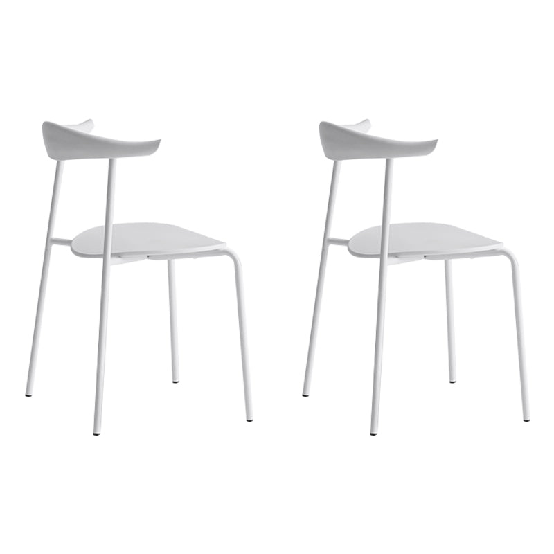 Minimalist Style Open Back Dining Side Chair Armless Dining Side Chair for Home (Set of 2) Textured White Clearhalo ' kitchen&dining_furn' 'Dining Chairs' 'Dining Tables & Seating' 'dining_chair' 'furn' 'furn_dining_chair' 'Furniture' 'furniture_dining_chair' 'Kitchen & Dining Furniture' 'kitchen' 4038779