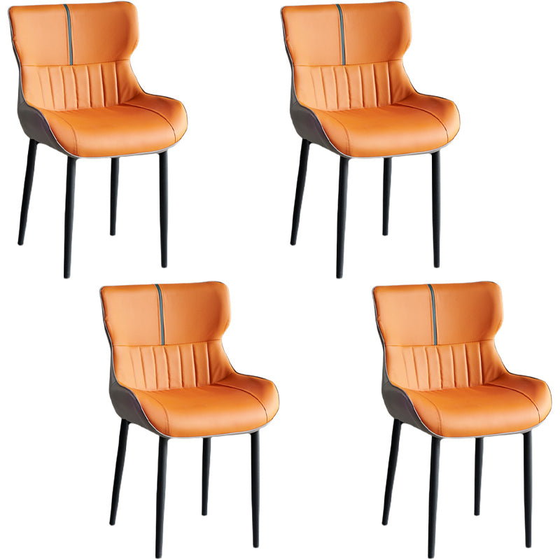 Minimalist Style Leather Dining Arm Chairs Wingback Parsons Chair for Home Orange 4 Piece Set Clearhalo ' kitchen&dining_furn' 'Dining Chairs' 'Dining Tables & Seating' 'dining_chair' 'furn' 'furn_dining_chair' 'Furniture' 'furniture_dining_chair' 'Kitchen & Dining Furniture' 'kitchen' 4038793
