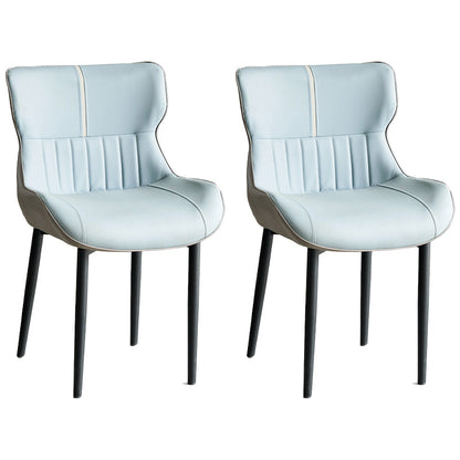 Minimalist Style Leather Dining Arm Chairs Wingback Parsons Chair for Home Light Blue 2 Piece Set Clearhalo ' kitchen&dining_furn' 'Dining Chairs' 'Dining Tables & Seating' 'dining_chair' 'furn' 'furn_dining_chair' 'Furniture' 'furniture_dining_chair' 'Kitchen & Dining Furniture' 'kitchen' 4038798