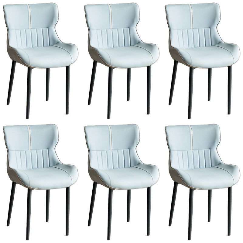 Minimalist Style Leather Dining Arm Chairs Wingback Parsons Chair for Home Light Blue 6 Piece Set Clearhalo ' kitchen&dining_furn' 'Dining Chairs' 'Dining Tables & Seating' 'dining_chair' 'furn' 'furn_dining_chair' 'Furniture' 'furniture_dining_chair' 'Kitchen & Dining Furniture' 'kitchen' 4038803