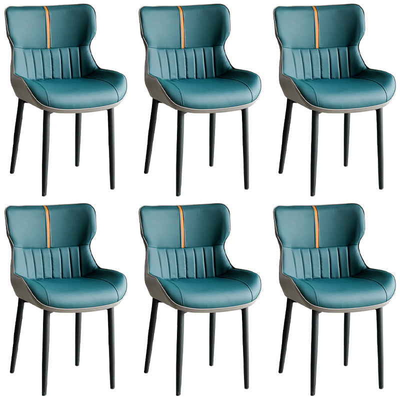 Minimalist Style Leather Dining Arm Chairs Wingback Parsons Chair for Home Blue 6 Piece Set Clearhalo ' kitchen&dining_furn' 'Dining Chairs' 'Dining Tables & Seating' 'dining_chair' 'furn' 'furn_dining_chair' 'Furniture' 'furniture_dining_chair' 'Kitchen & Dining Furniture' 'kitchen' 4038810