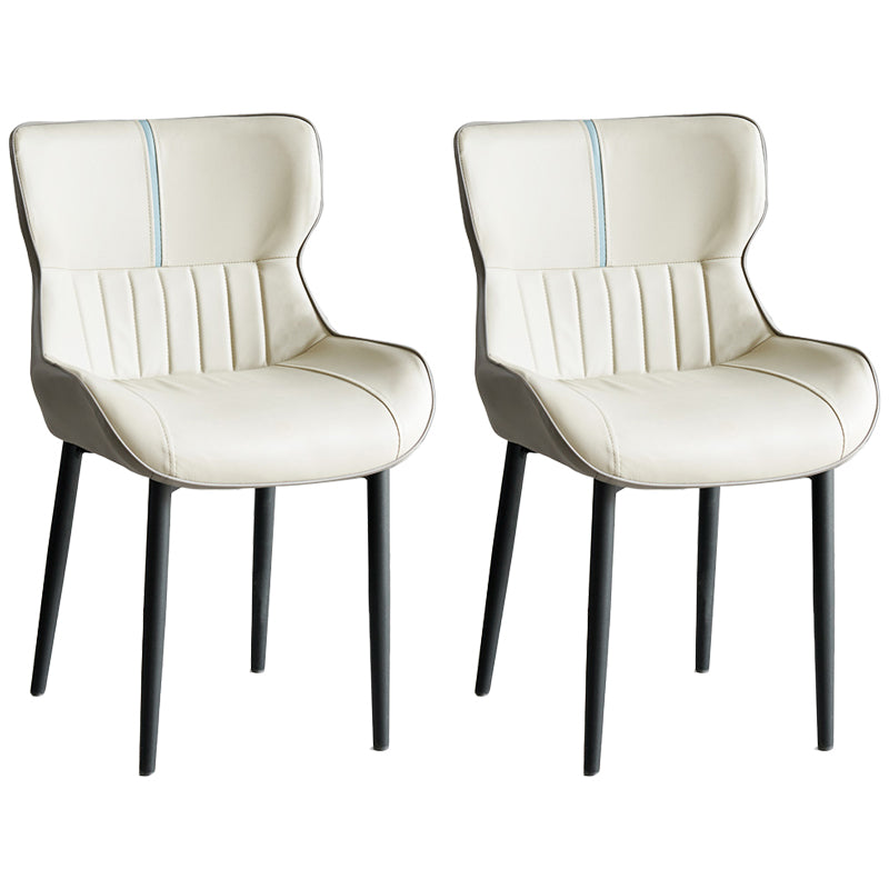 Minimalist Style Leather Dining Arm Chairs Wingback Parsons Chair for Home Light Gray 2 Piece Set Clearhalo ' kitchen&dining_furn' 'Dining Chairs' 'Dining Tables & Seating' 'dining_chair' 'furn' 'furn_dining_chair' 'Furniture' 'furniture_dining_chair' 'Kitchen & Dining Furniture' 'kitchen' 4038811