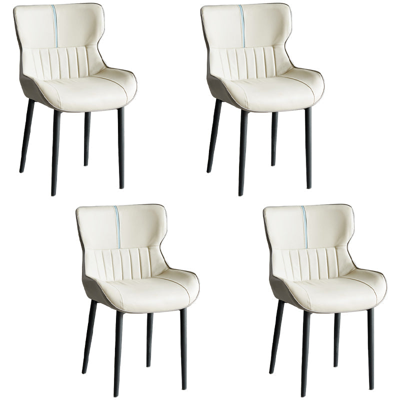 Minimalist Style Leather Dining Arm Chairs Wingback Parsons Chair for Home Light Gray 4 Piece Set Clearhalo ' kitchen&dining_furn' 'Dining Chairs' 'Dining Tables & Seating' 'dining_chair' 'furn' 'furn_dining_chair' 'Furniture' 'furniture_dining_chair' 'Kitchen & Dining Furniture' 'kitchen' 4038812