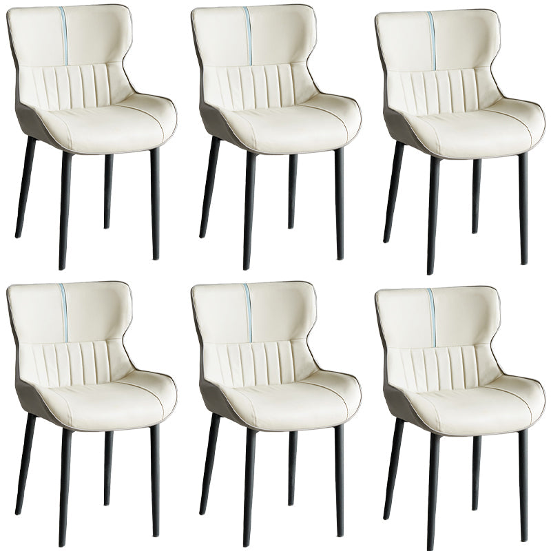 Minimalist Style Leather Dining Arm Chairs Wingback Parsons Chair for Home Light Gray 6 Piece Set Clearhalo ' kitchen&dining_furn' 'Dining Chairs' 'Dining Tables & Seating' 'dining_chair' 'furn' 'furn_dining_chair' 'Furniture' 'furniture_dining_chair' 'Kitchen & Dining Furniture' 'kitchen' 4038813