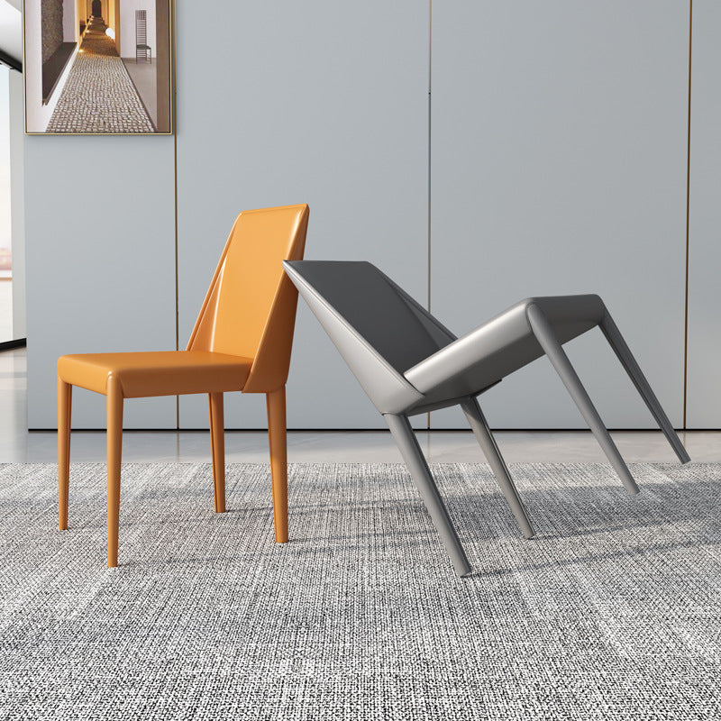 Designer Style Saddle Leather Restaurant Side Chair Matte Finish Parsons Dining Chair (Set of 2) Clearhalo ' kitchen&dining_furn' 'Dining Chairs' 'Dining Tables & Seating' 'dining_chair' 'furn' 'furn_dining_chair' 'Furniture' 'furniture_dining_chair' 'Kitchen & Dining Furniture' 'kitchen' 4038815