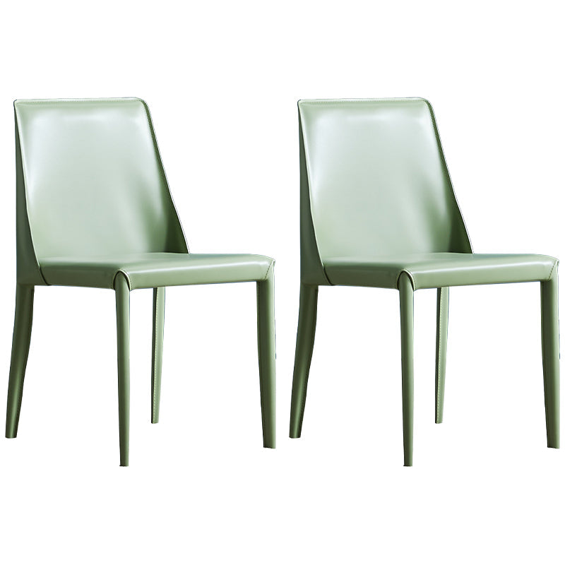 Designer Style Saddle Leather Restaurant Side Chair Matte Finish Parsons Dining Chair (Set of 2) Light Green Clearhalo ' kitchen&dining_furn' 'Dining Chairs' 'Dining Tables & Seating' 'dining_chair' 'furn' 'furn_dining_chair' 'Furniture' 'furniture_dining_chair' 'Kitchen & Dining Furniture' 'kitchen' 4038816