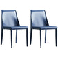 Designer Style Saddle Leather Restaurant Side Chair Matte Finish Parsons Dining Chair (Set of 2) Dark Blue Clearhalo ' kitchen&dining_furn' 'Dining Chairs' 'Dining Tables & Seating' 'dining_chair' 'furn' 'furn_dining_chair' 'Furniture' 'furniture_dining_chair' 'Kitchen & Dining Furniture' 'kitchen' 4038817