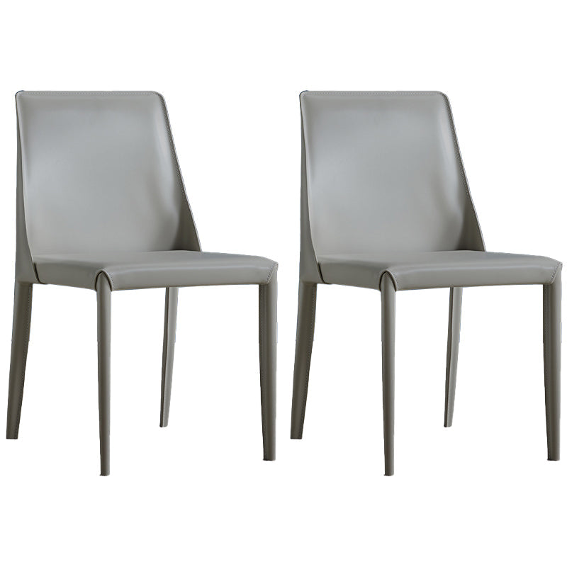 Designer Style Saddle Leather Restaurant Side Chair Matte Finish Parsons Dining Chair (Set of 2) Grey Clearhalo ' kitchen&dining_furn' 'Dining Chairs' 'Dining Tables & Seating' 'dining_chair' 'furn' 'furn_dining_chair' 'Furniture' 'furniture_dining_chair' 'Kitchen & Dining Furniture' 'kitchen' 4038819