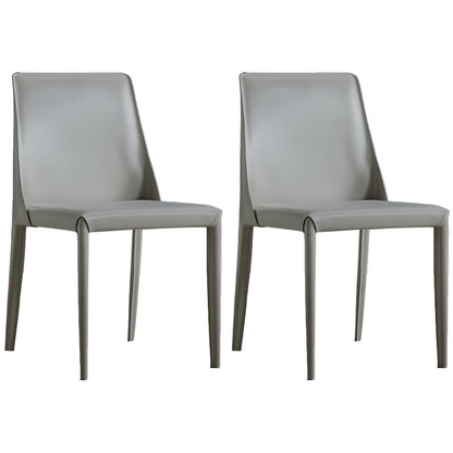 Designer Style Saddle Leather Restaurant Side Chair Matte Finish Parsons Dining Chair (Set of 2) Grey Clearhalo ' kitchen&dining_furn' 'Dining Chairs' 'Dining Tables & Seating' 'dining_chair' 'furn' 'furn_dining_chair' 'Furniture' 'furniture_dining_chair' 'Kitchen & Dining Furniture' 'kitchen' 4038819