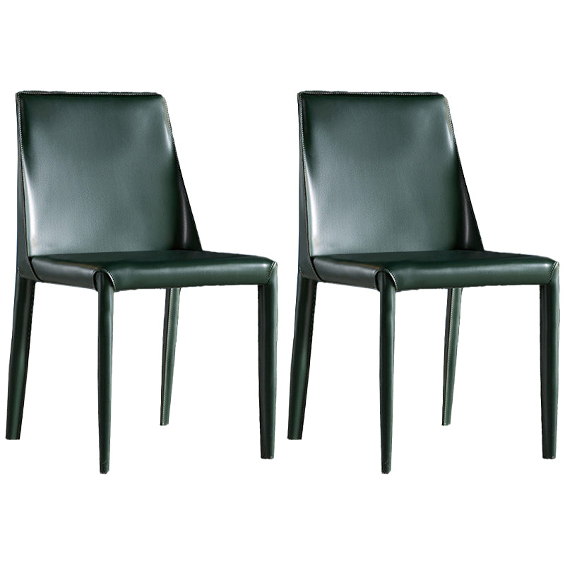Designer Style Saddle Leather Restaurant Side Chair Matte Finish Parsons Dining Chair (Set of 2) Blackish Green Clearhalo ' kitchen&dining_furn' 'Dining Chairs' 'Dining Tables & Seating' 'dining_chair' 'furn' 'furn_dining_chair' 'Furniture' 'furniture_dining_chair' 'Kitchen & Dining Furniture' 'kitchen' 4038821