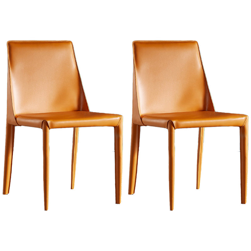 Designer Style Saddle Leather Restaurant Side Chair Matte Finish Parsons Dining Chair (Set of 2) Orange Clearhalo ' kitchen&dining_furn' 'Dining Chairs' 'Dining Tables & Seating' 'dining_chair' 'furn' 'furn_dining_chair' 'Furniture' 'furniture_dining_chair' 'Kitchen & Dining Furniture' 'kitchen' 4038823