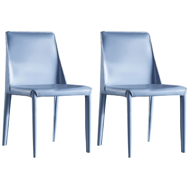 Designer Style Saddle Leather Restaurant Side Chair Matte Finish Parsons Dining Chair (Set of 2) Light Blue Clearhalo ' kitchen&dining_furn' 'Dining Chairs' 'Dining Tables & Seating' 'dining_chair' 'furn' 'furn_dining_chair' 'Furniture' 'furniture_dining_chair' 'Kitchen & Dining Furniture' 'kitchen' 4038825