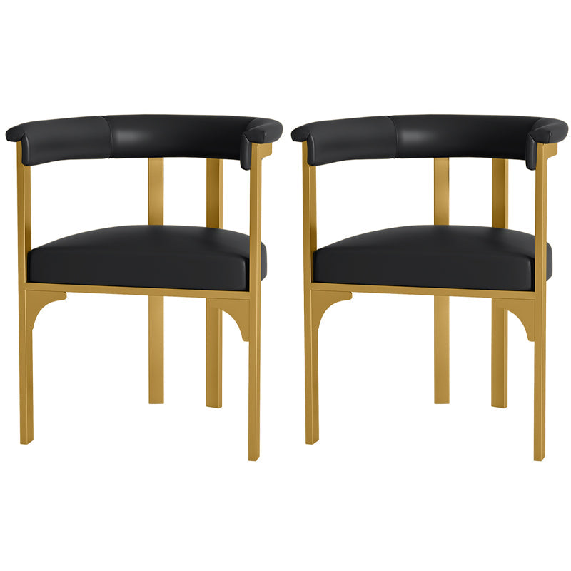 Scandinavian Style Upholstered Armless Dining Chairs Open Back Side Chair (Set of 2) Black Clearhalo ' kitchen&dining_furn' 'Dining Chairs' 'Dining Tables & Seating' 'dining_chair' 'furn' 'furn_dining_chair' 'Furniture' 'furniture_dining_chair' 'Kitchen & Dining Furniture' 'kitchen' 4038832