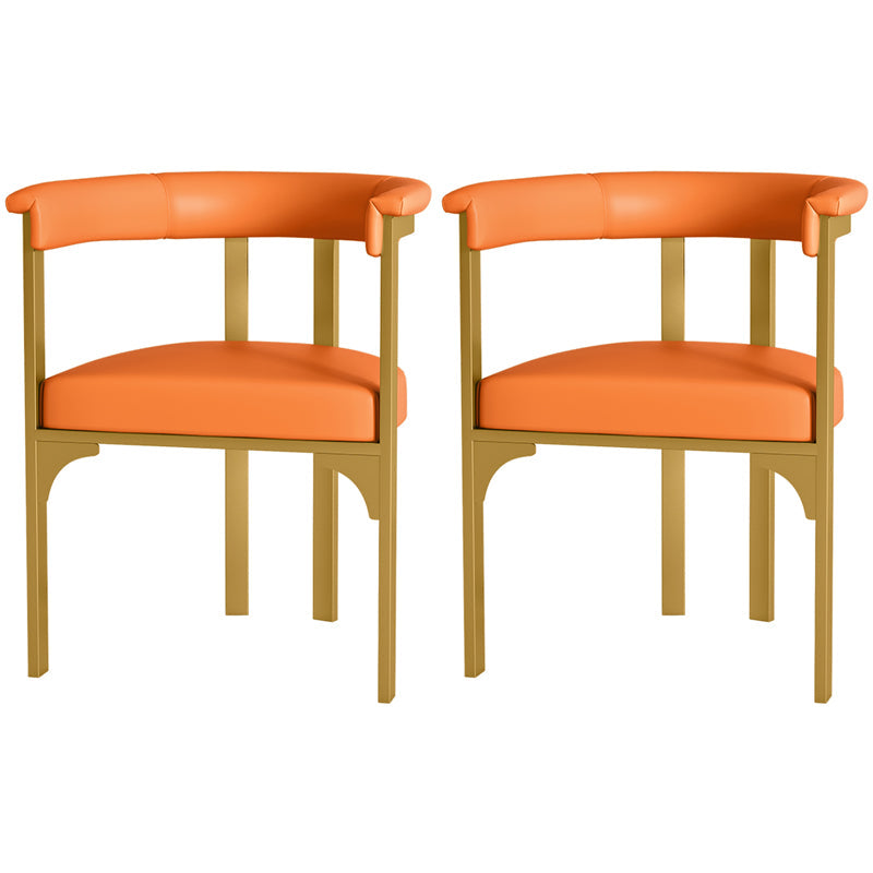 Scandinavian Style Upholstered Armless Dining Chairs Open Back Side Chair (Set of 2) Orange Clearhalo ' kitchen&dining_furn' 'Dining Chairs' 'Dining Tables & Seating' 'dining_chair' 'furn' 'furn_dining_chair' 'Furniture' 'furniture_dining_chair' 'Kitchen & Dining Furniture' 'kitchen' 4038833
