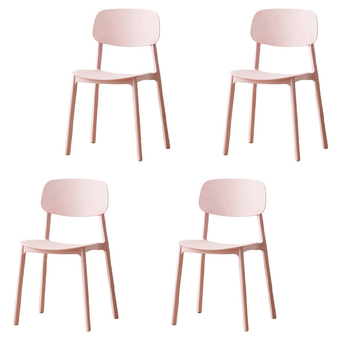 Scandinavian Plastic Conference Room Side Chair Open Back Dining Chair (Set of 4) Pink Clearhalo ' kitchen&dining_furn' 'Dining Chairs' 'Dining Tables & Seating' 'dining_chair' 'furn' 'furn_dining_chair' 'Furniture' 'furniture_dining_chair' 'Kitchen & Dining Furniture' 'kitchen' 4038854