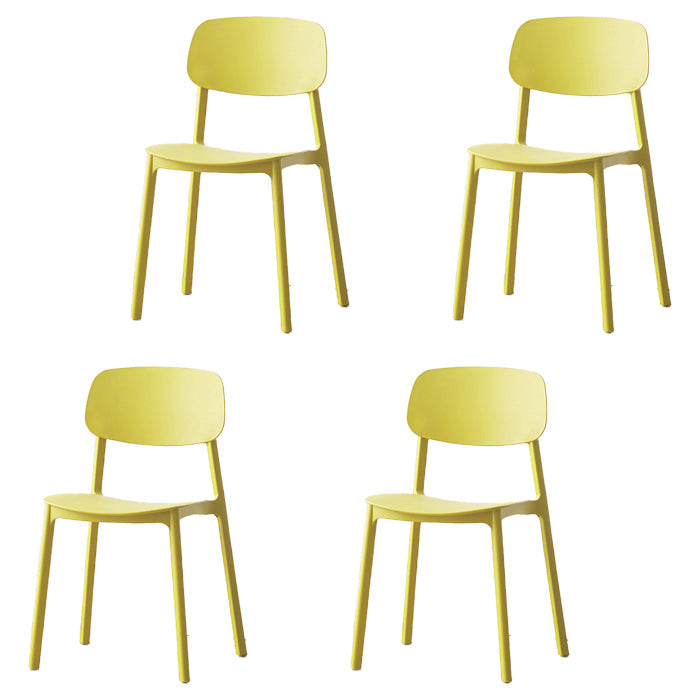 Scandinavian Plastic Conference Room Side Chair Open Back Dining Chair (Set of 4) Yellow Clearhalo ' kitchen&dining_furn' 'Dining Chairs' 'Dining Tables & Seating' 'dining_chair' 'furn' 'furn_dining_chair' 'Furniture' 'furniture_dining_chair' 'Kitchen & Dining Furniture' 'kitchen' 4038856