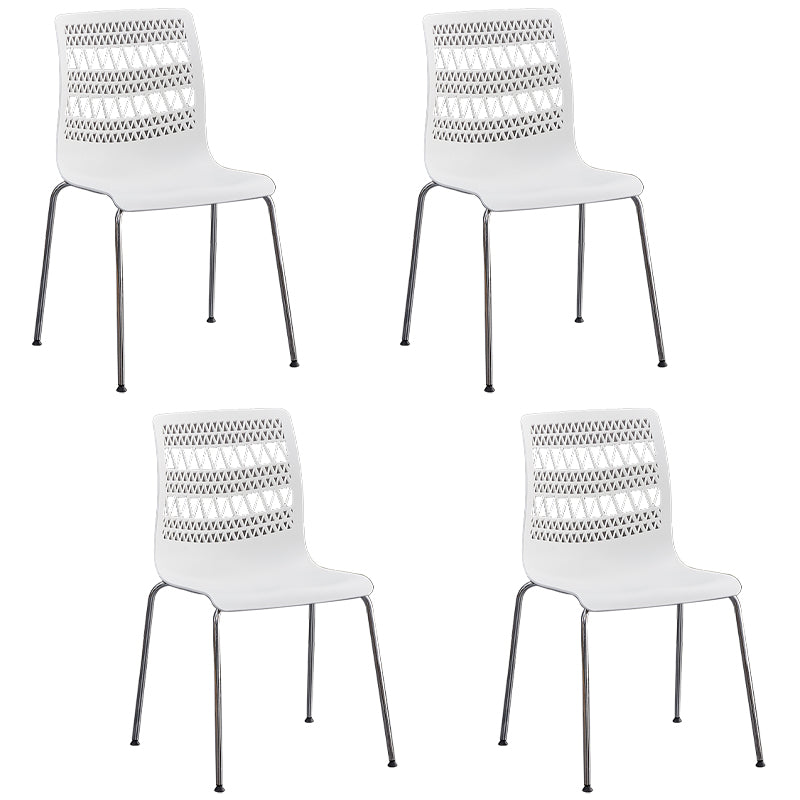 Contemporary Style Stacking Dining Armless Chairs Solid Back Side Chair White 4 Piece Set Clearhalo ' kitchen&dining_furn' 'Dining Chairs' 'Dining Tables & Seating' 'dining_chair' 'furn' 'furn_dining_chair' 'Furniture' 'furniture_dining_chair' 'Kitchen & Dining Furniture' 'kitchen' 4038871