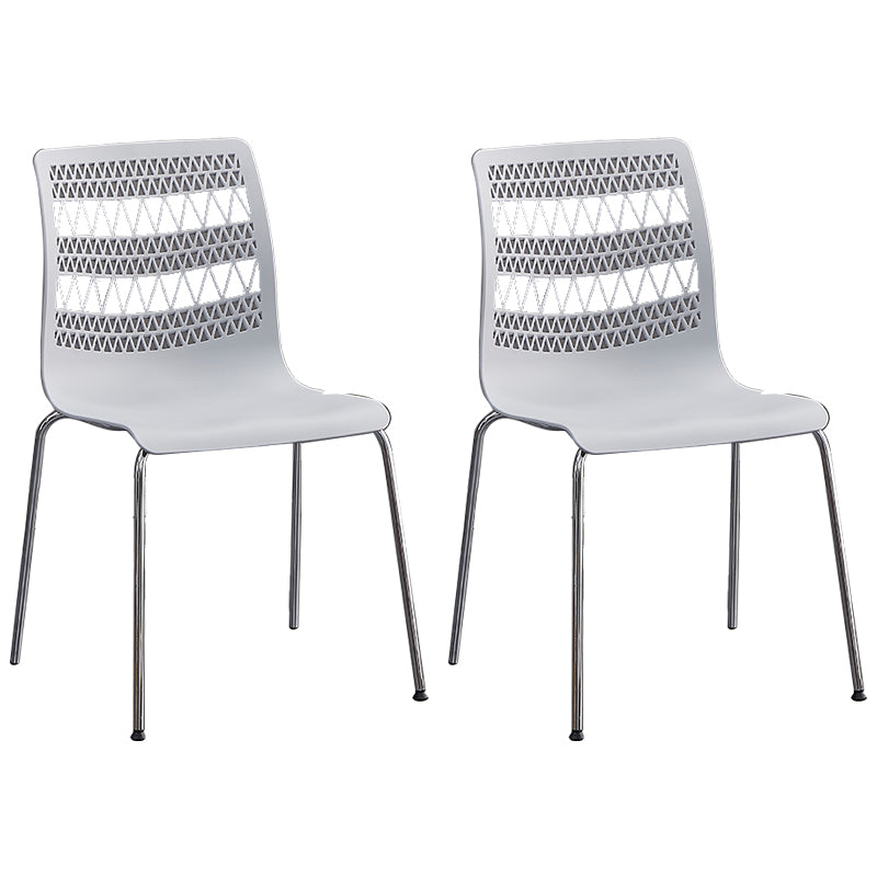 Contemporary Style Stacking Dining Armless Chairs Solid Back Side Chair Grey 2 Piece Set Clearhalo ' kitchen&dining_furn' 'Dining Chairs' 'Dining Tables & Seating' 'dining_chair' 'furn' 'furn_dining_chair' 'Furniture' 'furniture_dining_chair' 'Kitchen & Dining Furniture' 'kitchen' 4038874