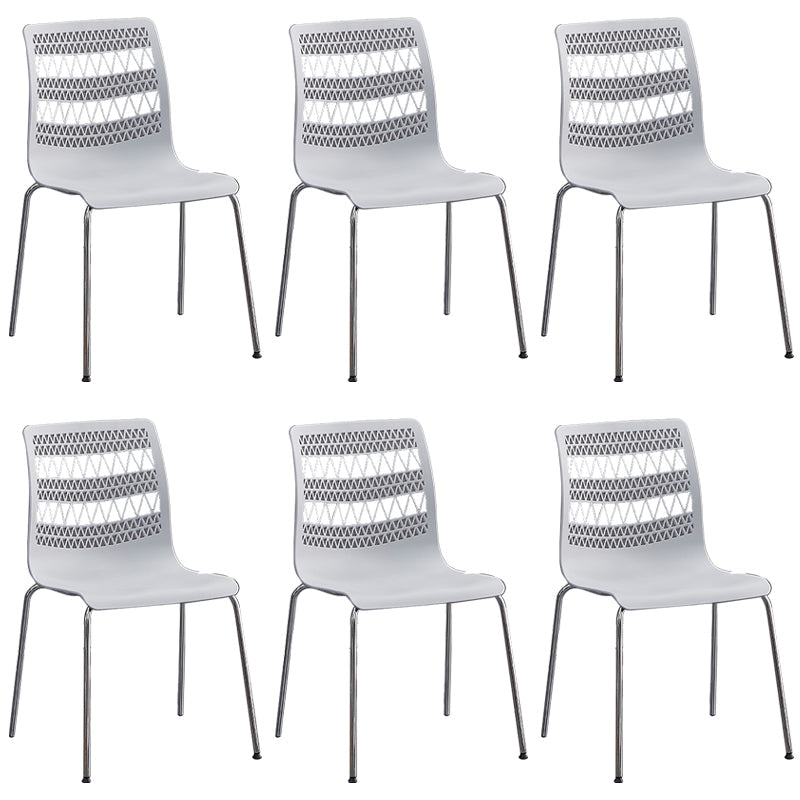 Contemporary Style Stacking Dining Armless Chairs Solid Back Side Chair Grey 6 Piece Set Clearhalo ' kitchen&dining_furn' 'Dining Chairs' 'Dining Tables & Seating' 'dining_chair' 'furn' 'furn_dining_chair' 'Furniture' 'furniture_dining_chair' 'Kitchen & Dining Furniture' 'kitchen' 4038878