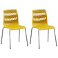 Contemporary Style Stacking Dining Armless Chairs Solid Back Side Chair Yellow 2 Piece Set Clearhalo ' kitchen&dining_furn' 'Dining Chairs' 'Dining Tables & Seating' 'dining_chair' 'furn' 'furn_dining_chair' 'Furniture' 'furniture_dining_chair' 'Kitchen & Dining Furniture' 'kitchen' 4038881