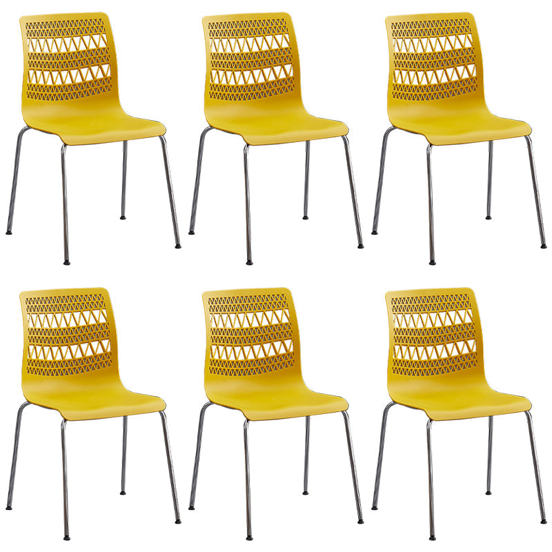 Contemporary Style Stacking Dining Armless Chairs Solid Back Side Chair Yellow 6 Piece Set Clearhalo ' kitchen&dining_furn' 'Dining Chairs' 'Dining Tables & Seating' 'dining_chair' 'furn' 'furn_dining_chair' 'Furniture' 'furniture_dining_chair' 'Kitchen & Dining Furniture' 'kitchen' 4038883