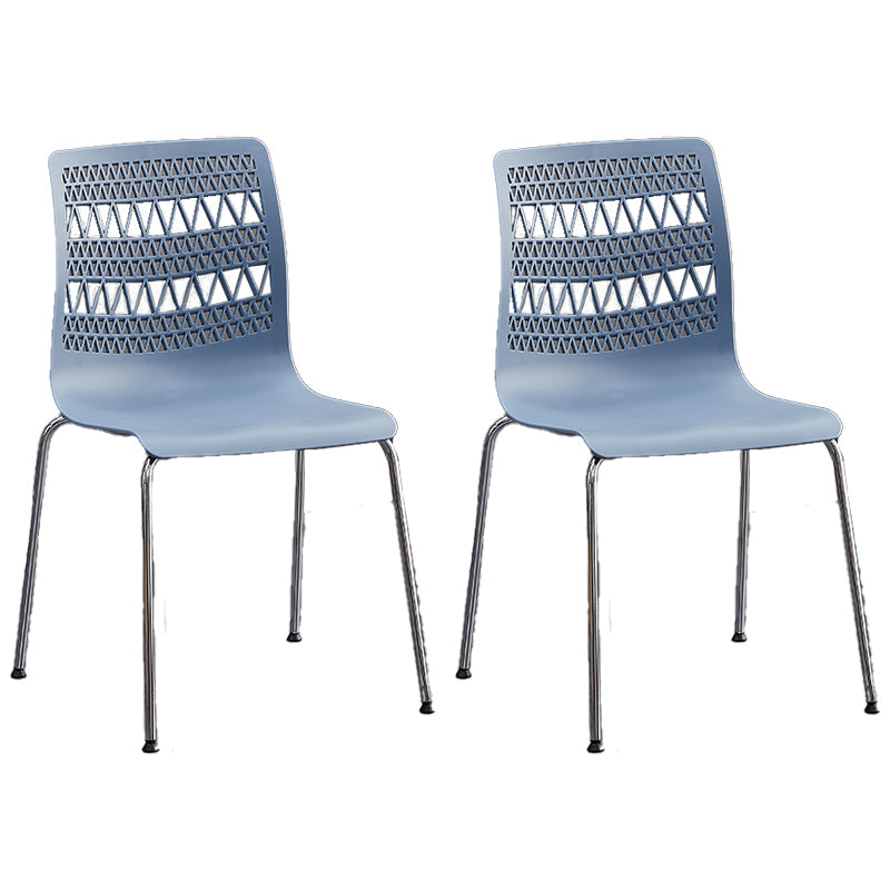 Contemporary Style Stacking Dining Armless Chairs Solid Back Side Chair Blue 2 Piece Set Clearhalo ' kitchen&dining_furn' 'Dining Chairs' 'Dining Tables & Seating' 'dining_chair' 'furn' 'furn_dining_chair' 'Furniture' 'furniture_dining_chair' 'Kitchen & Dining Furniture' 'kitchen' 4038884