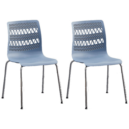 Contemporary Style Stacking Dining Armless Chairs Solid Back Side Chair Blue 2 Piece Set Clearhalo ' kitchen&dining_furn' 'Dining Chairs' 'Dining Tables & Seating' 'dining_chair' 'furn' 'furn_dining_chair' 'Furniture' 'furniture_dining_chair' 'Kitchen & Dining Furniture' 'kitchen' 4038884