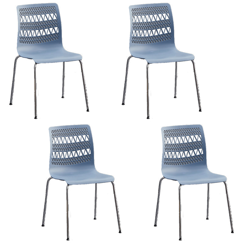 Contemporary Style Stacking Dining Armless Chairs Solid Back Side Chair Blue 4 Piece Set Clearhalo ' kitchen&dining_furn' 'Dining Chairs' 'Dining Tables & Seating' 'dining_chair' 'furn' 'furn_dining_chair' 'Furniture' 'furniture_dining_chair' 'Kitchen & Dining Furniture' 'kitchen' 4038885
