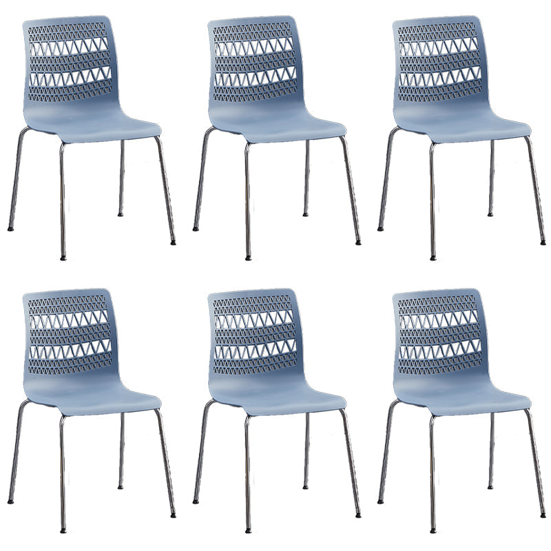 Contemporary Style Stacking Dining Armless Chairs Solid Back Side Chair Blue 6 Piece Set Clearhalo ' kitchen&dining_furn' 'Dining Chairs' 'Dining Tables & Seating' 'dining_chair' 'furn' 'furn_dining_chair' 'Furniture' 'furniture_dining_chair' 'Kitchen & Dining Furniture' 'kitchen' 4038886